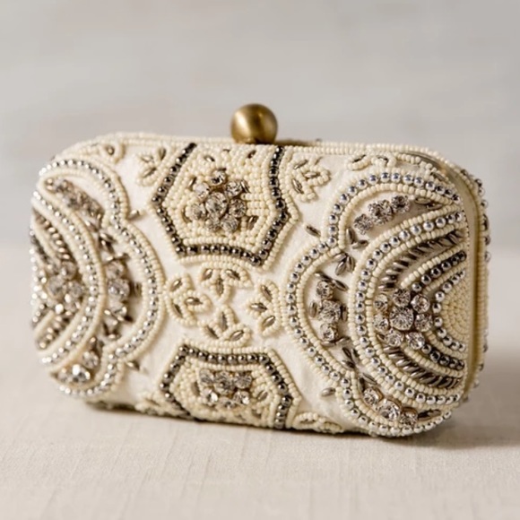 Anthropologie Handbags - From St. Xavier Zoey Beaded Clutch Bridal NWT